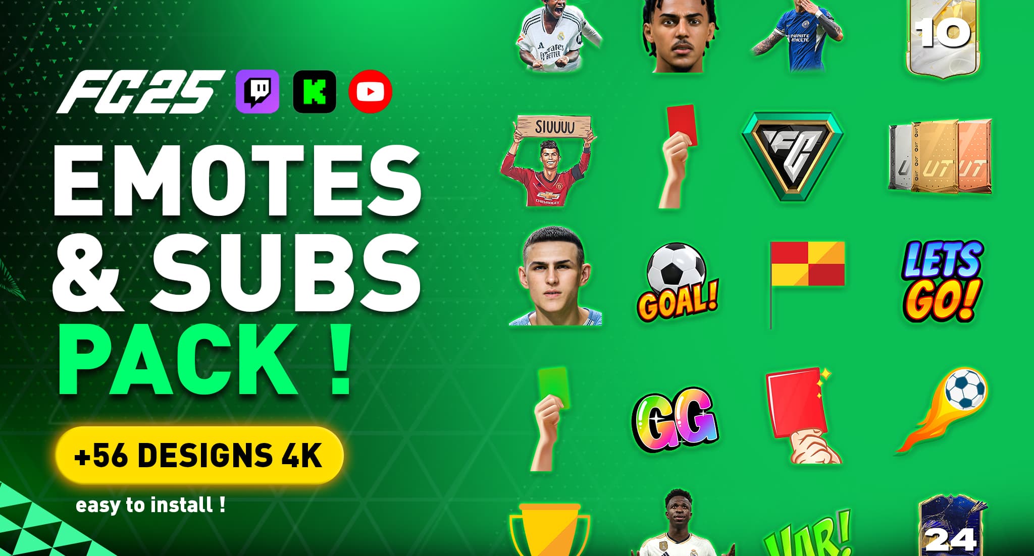 FC25 EMOTES TWITCH PACK (+56 SUBS, BADGES,EMOTES ALL SIZE INCLUDES...), image 1