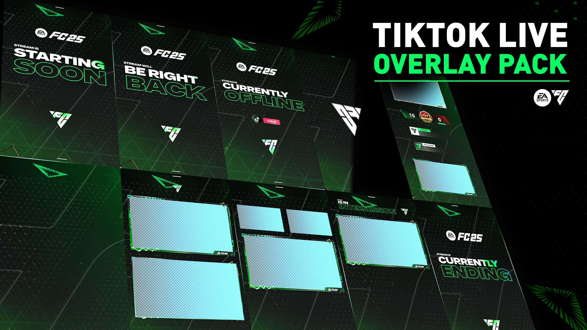 FC25 STREAM PACK OVERLAY TIKTOK LIVE BLACK EDITION [ANIMATED], image 1