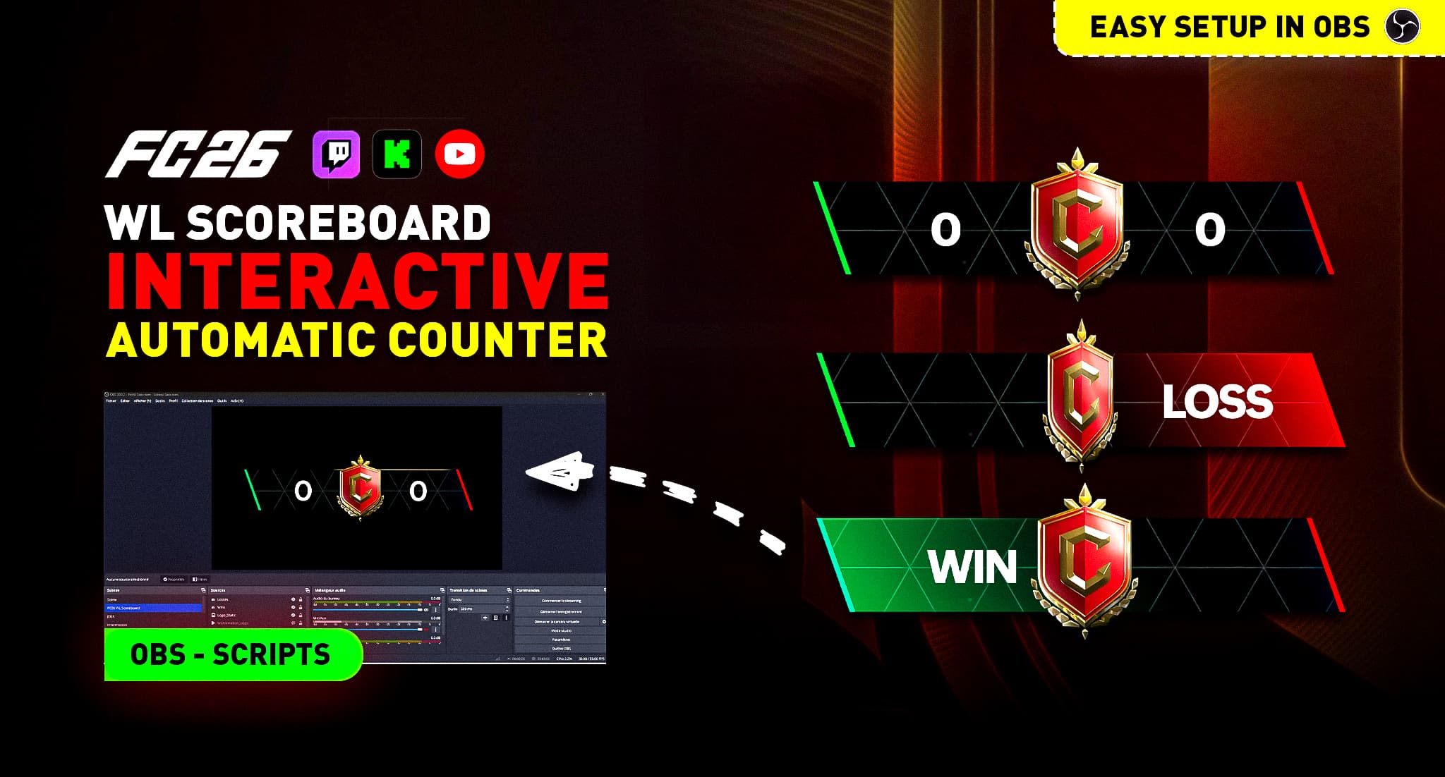 FC26 Interactive Scoreboard for Weekend League - Automatic Win/Loss Counter for Streamers