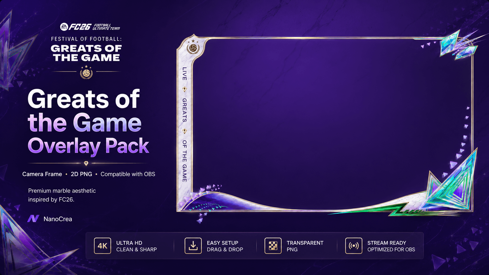 FC26 Greats of the game - 2D Camera Overlay (PNG / 4K / OBS Ready)