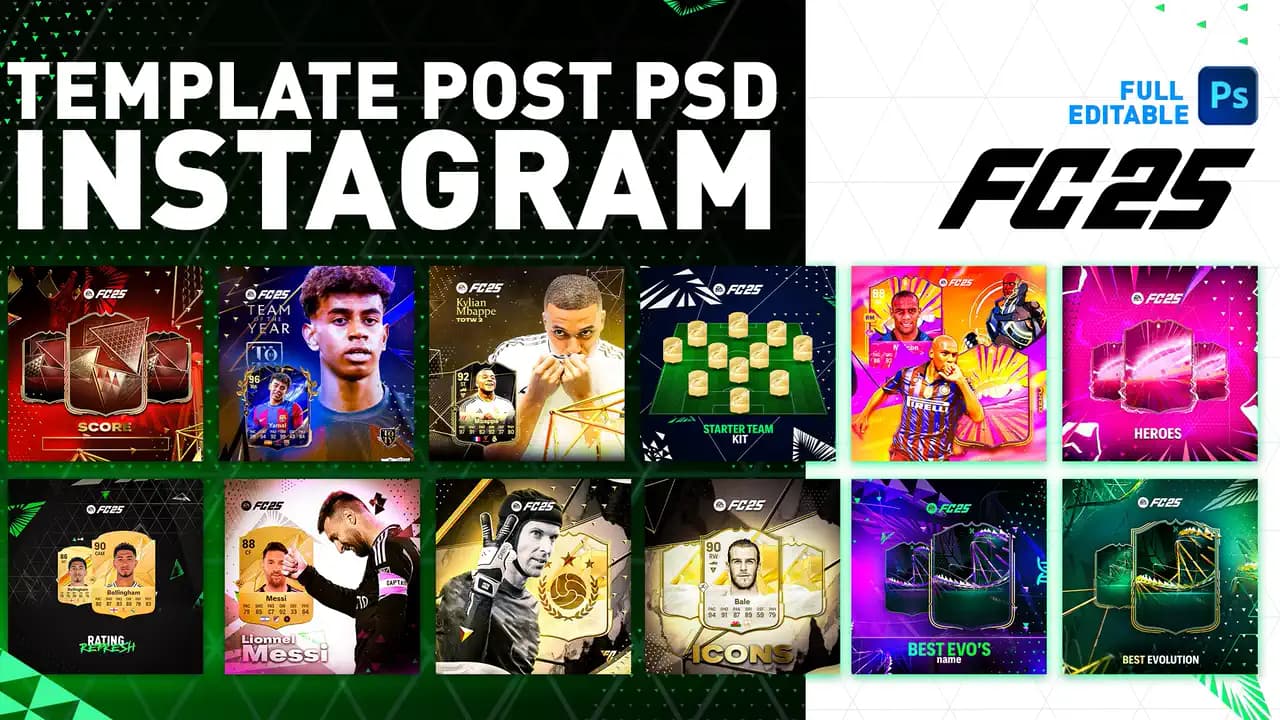 EAFC25 INSTAGRAM TEMPLATES - 12 FULLY EDITABLE PSD FILES