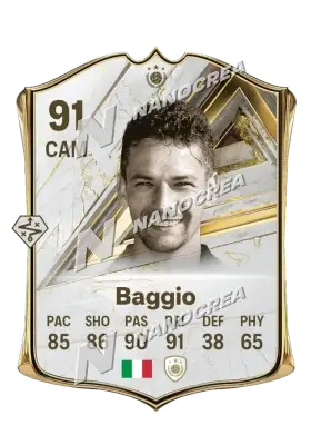 Roberto Baggio, Base Icon card, rated 91