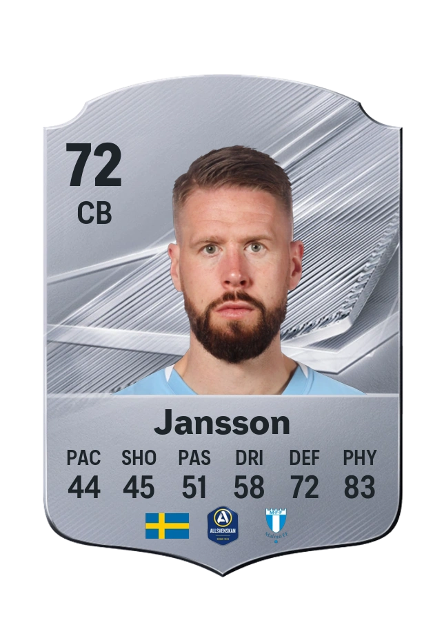 Pontus Jansson, Common card, rated 72