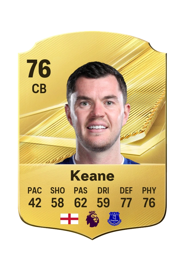 Carta Common de Michael Keane, overall 76
