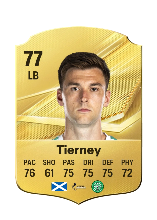 Kieran Tierney, Common card, rated 77
