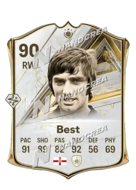 Base Icon-Karte von George Best, Wertung 90