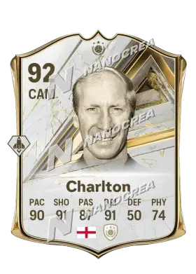 Bobby Charlton, Base Icon card, rated 92