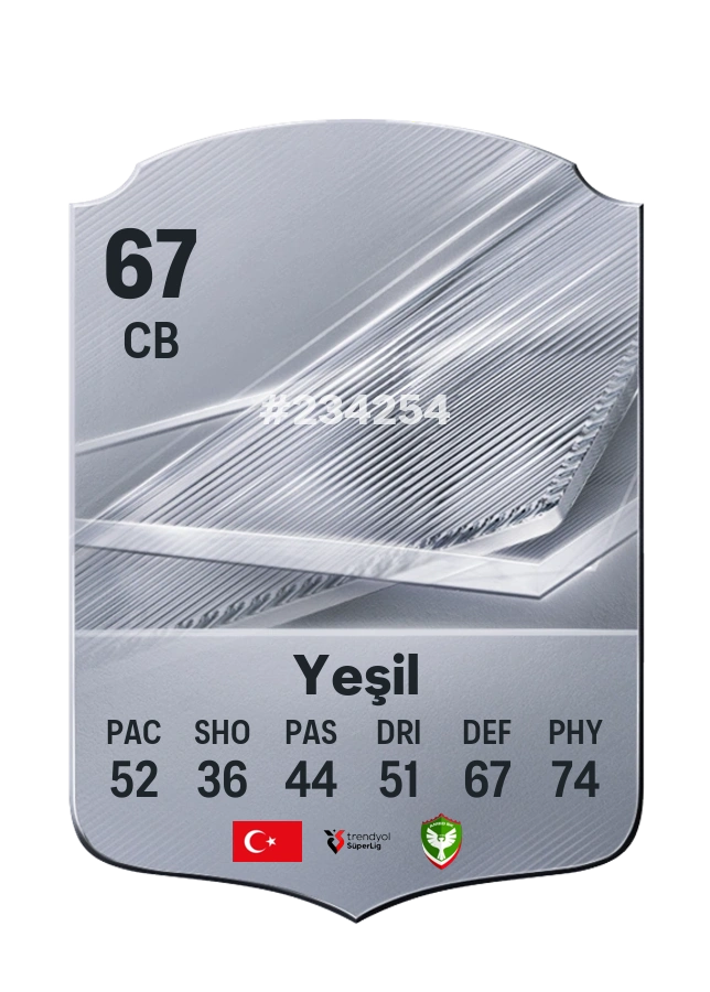 Mehmet Yeşil, Common card, rated 67