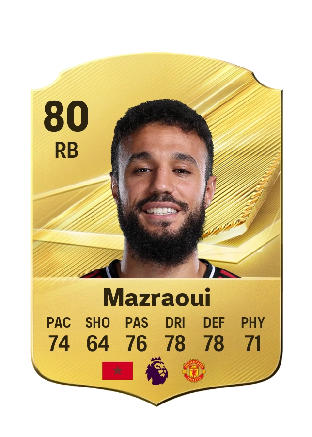 Noussair Mazraoui، بطاقة Common، بتقييم 80