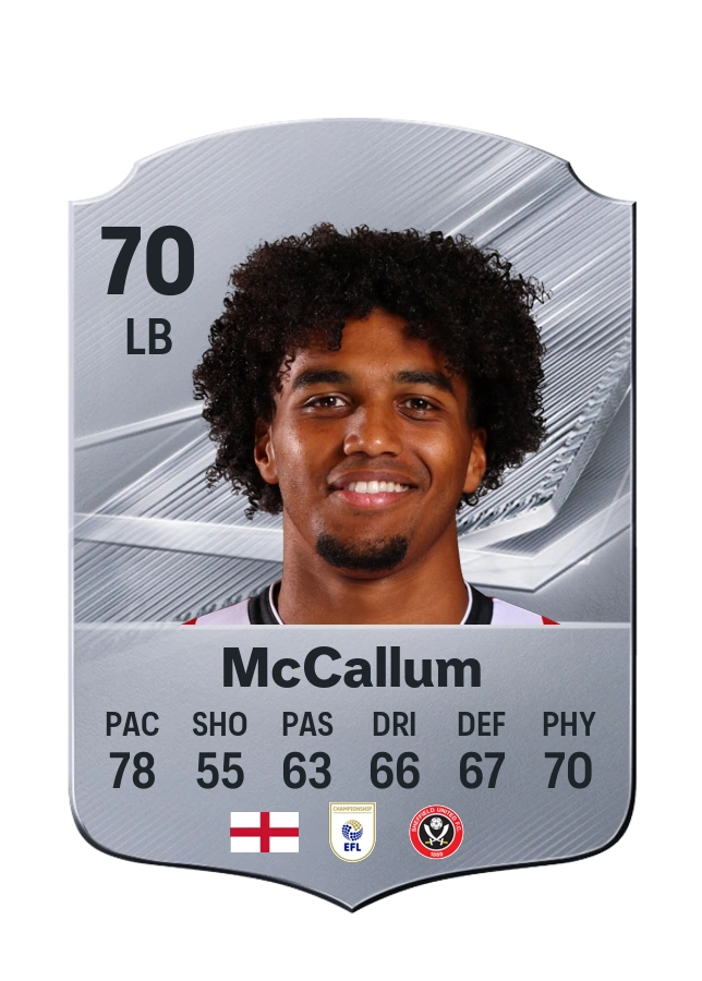 Sam McCallum، بطاقة Common، بتقييم 70