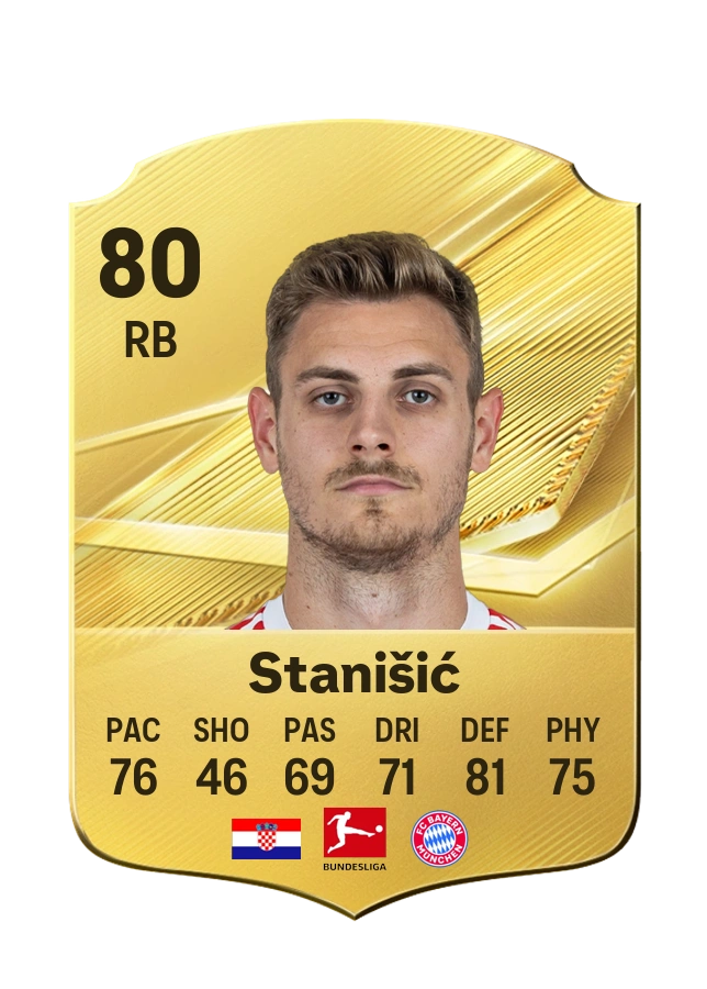 Carta Common de Josip Stanišić, valoración 80