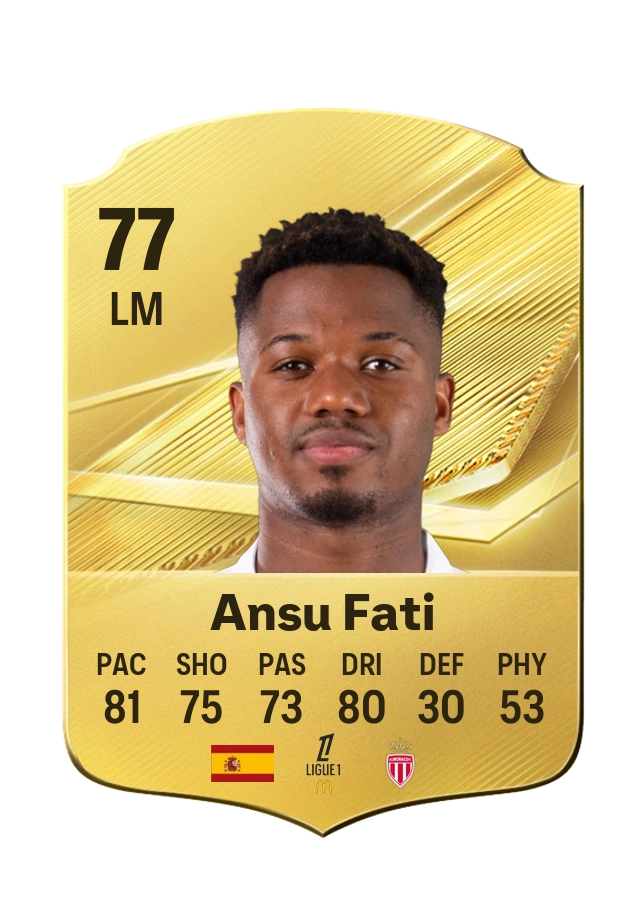 Ansu Fati, Common card, rated 77