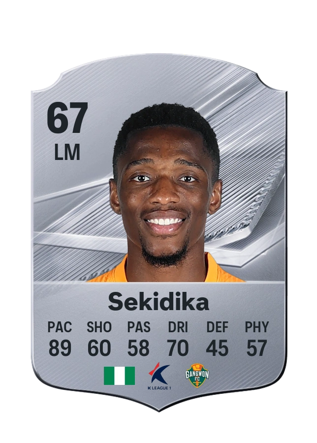Jesse Sekidika, Common card, rated 67
