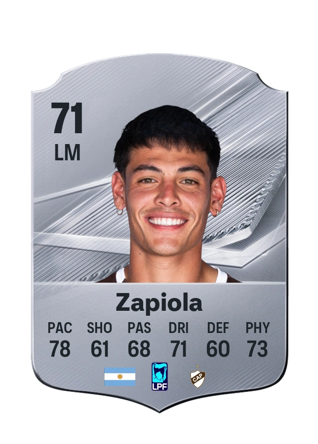 Franco Zapiola, Common card, rated 71