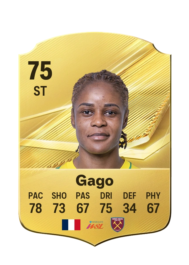 Kelly Gago, Common card, rated 75