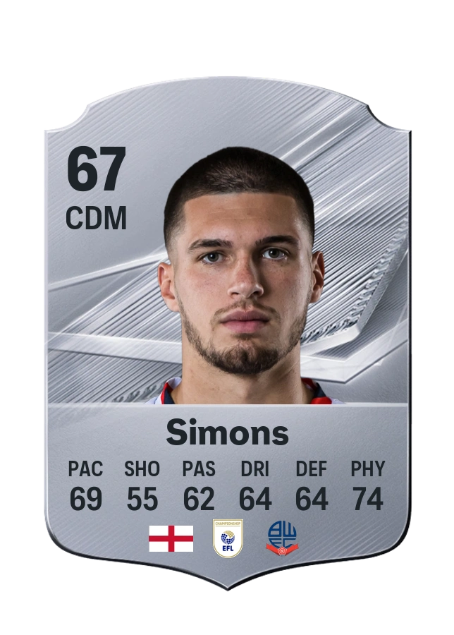Xavier Simons, Common card, rated 67
