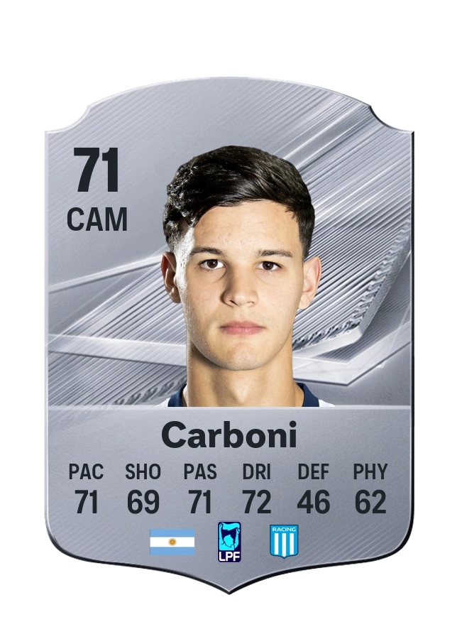 Valentín Carboni, Common card, rated 71