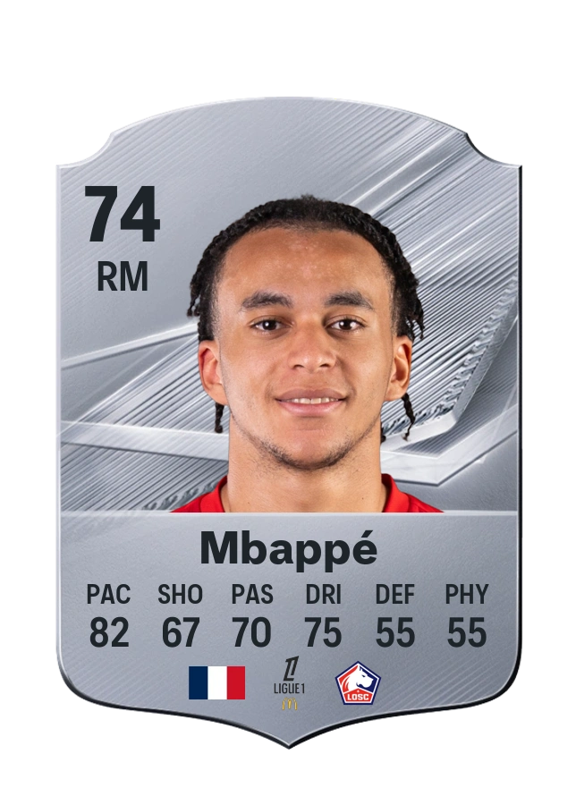 Carte Common de Ethan Mbappé, note 74