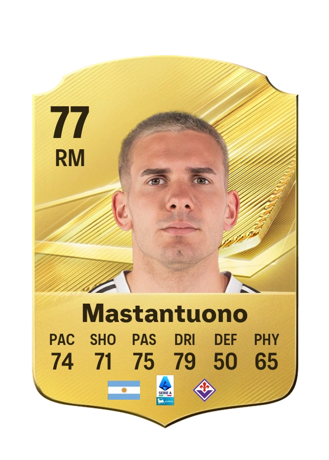 Franco Mastantuono, Common card, rated 77