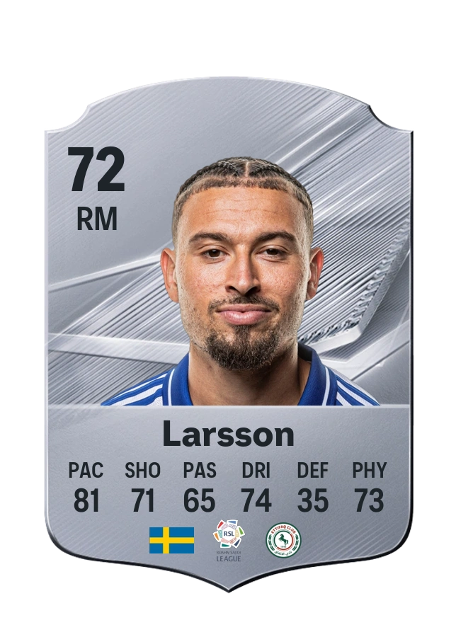Jordan Larsson, Common card, rated 72