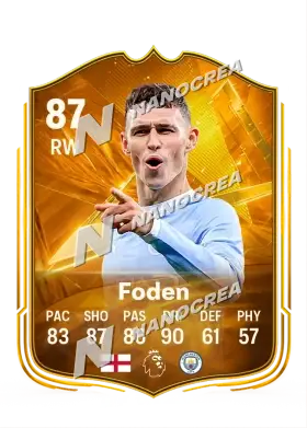 Carta Star Performer de Phil Foden, valoración 87