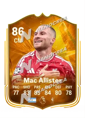 Carta Star Performer de Alexis Mac Allister, valoración 86