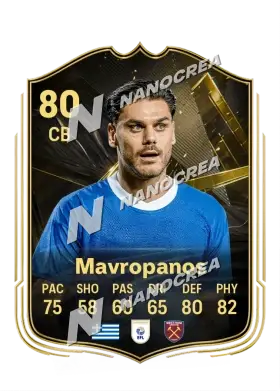 Carta Team of the Week di Konstantinos Mavropanos, valutazione 80
