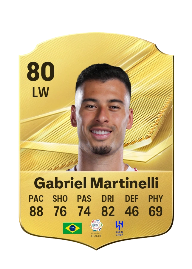 Gabriel Martinelli, Common card, rated 80