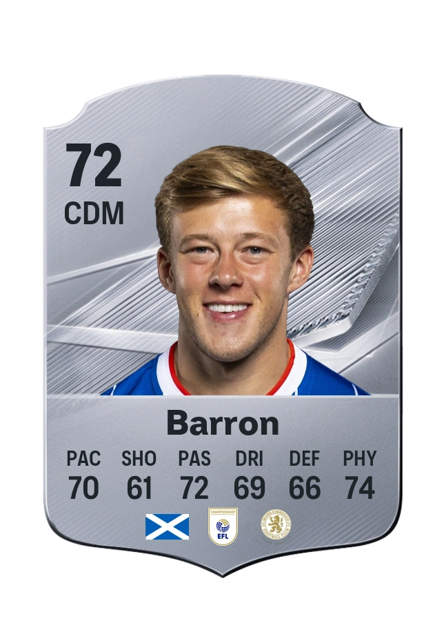 Connor Barron, Common card, rated 72