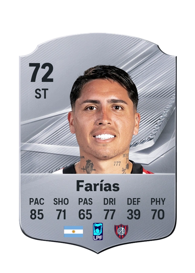 Facundo Farías, Common card, rated 72