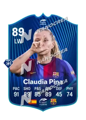 Carta POTM LIGA F de Claudia Pina, valoración 89