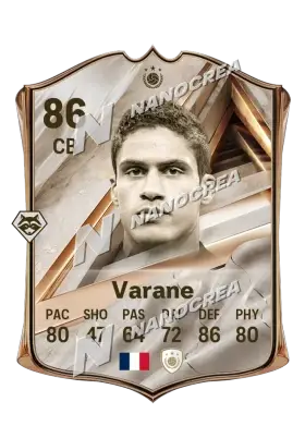 Raphaël Varane، بطاقة Debut International Icon، بتقييم 86
