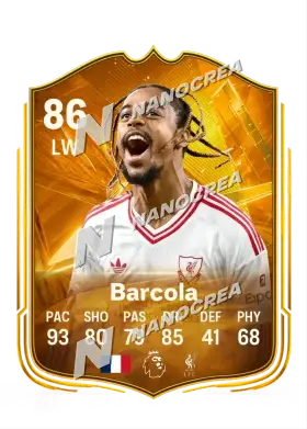 Carta Star Performer de Bradley Barcola, valoración 86
