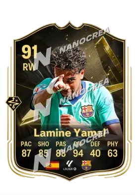 Lamine Yamal, Team of the Week card, rated 91