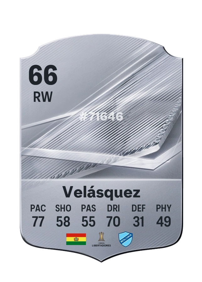 Jhon Cristian Velásquez, Common-kaart, rating 66