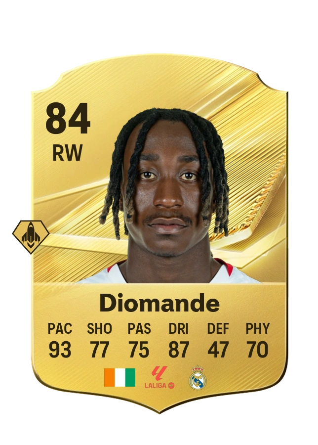 Yan Diomande، بطاقة Common، بتقييم 84