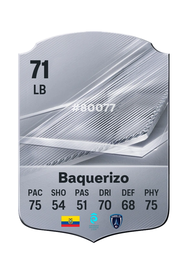 Manoly Baquerizo, Common card, rated 71