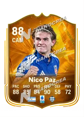 Carta Star Performer de Nico Paz, valoración 88