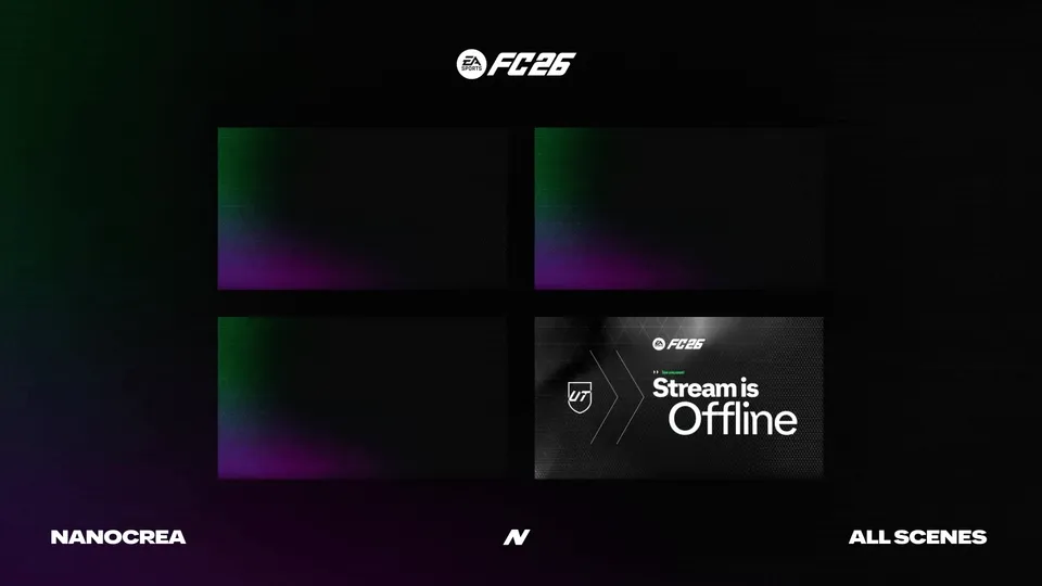 FC26 Stream Pack Premium - Animated overlays, alerts, transitions & scoreboard for FIFA 26 streaming on Twitch, YouTube & Kick